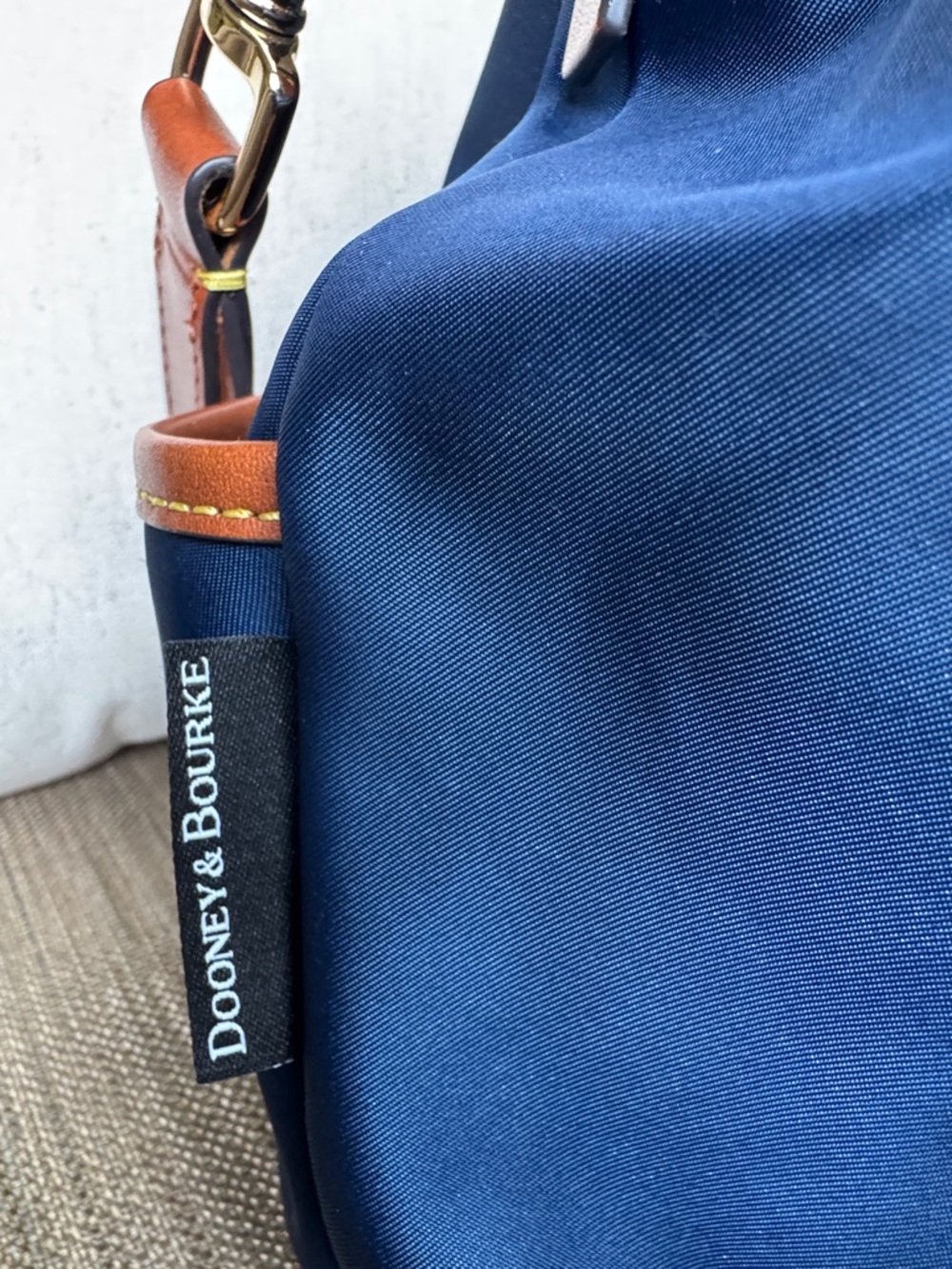 Dooney & Bourke Wayfarer Navy and Brown Drawstring Shoulder Bag - Picture 4 of 7